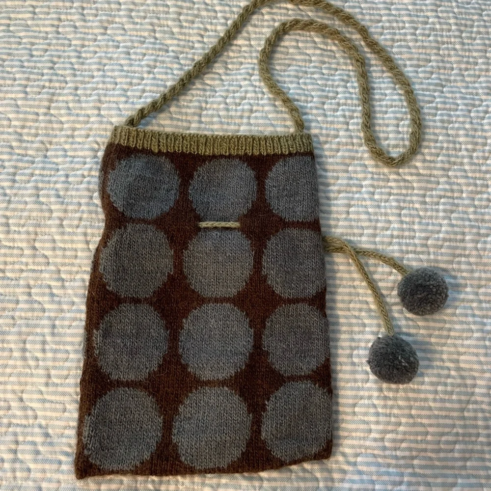 Handmade Tara Wool Shoulder Crossbody Polka Dot Bag with Pom Poms
